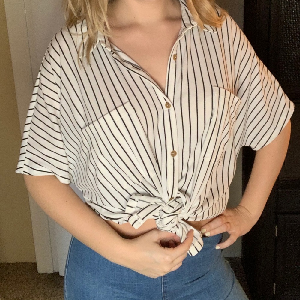 Button Up Striped Shirt (with collar)